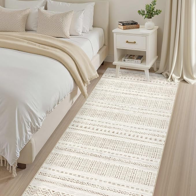 cotiled Hallway 3x10 Runner Rugs Washable Boho Rug Brown Cream | Solve Modern - Image 4