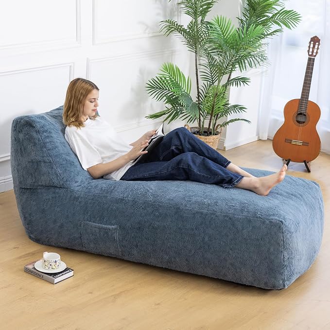 Giant Bean Bag Chair for Adults, Big Faux Fur Plush Bean Bag Lounger, Large by Unknown