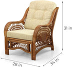 Malibu Lounge Living Accent Armchair Natural Rattan Wicker Handmade Design - Image 2