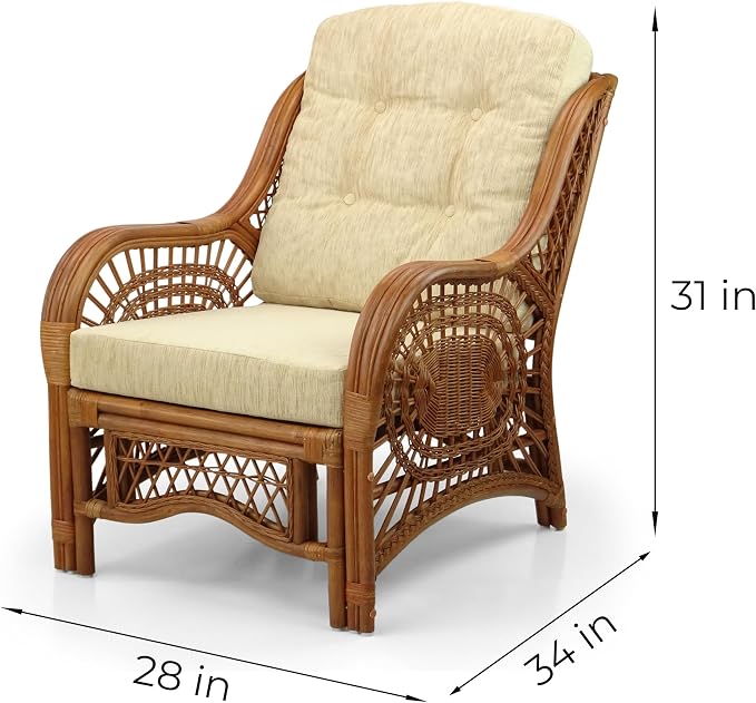 Malibu Lounge Living Accent Armchair Natural Rattan Wicker Handmade Design - Image 2