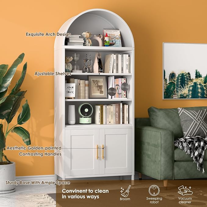 VEXPOR 73" Tall Metal Arched Bookcase - Image 4