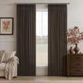 Dark Chocolate Linen Pleated Light Filtering Curtains by Twodrapes