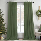 Christmas Olive Green Curtains 108 Inches Long by Pitalk