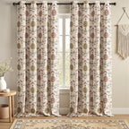 Boho Floral 100% Grommet Blackout Curtains 96 Inch 2 Panels | Colorful Bohemian by Unknown