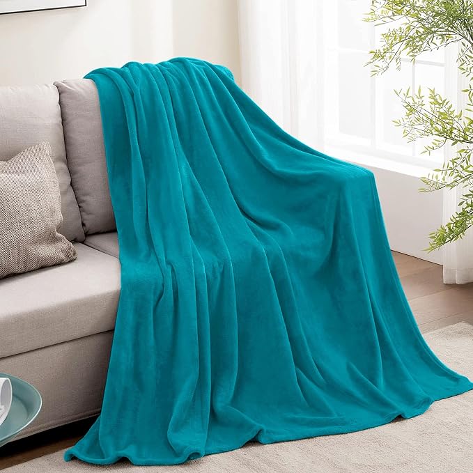 BEDELITE Fleece Blanket Soft Plush Twin Size Blanket Teal Blue 60"x80" | Ultra - Image 7