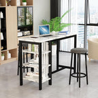 AWQM Bar Table Set with Storage Shelves, 3-Piece Dining Set - Image 8