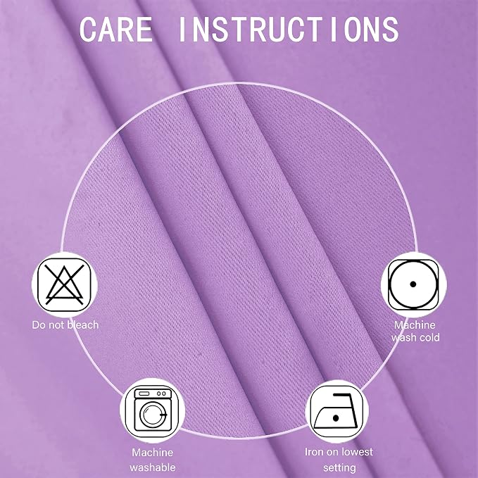 Lavender Blackout Curtains 52 x 54 Inch Length/Set of 2 Curtain Panels/Thermal - Image 4