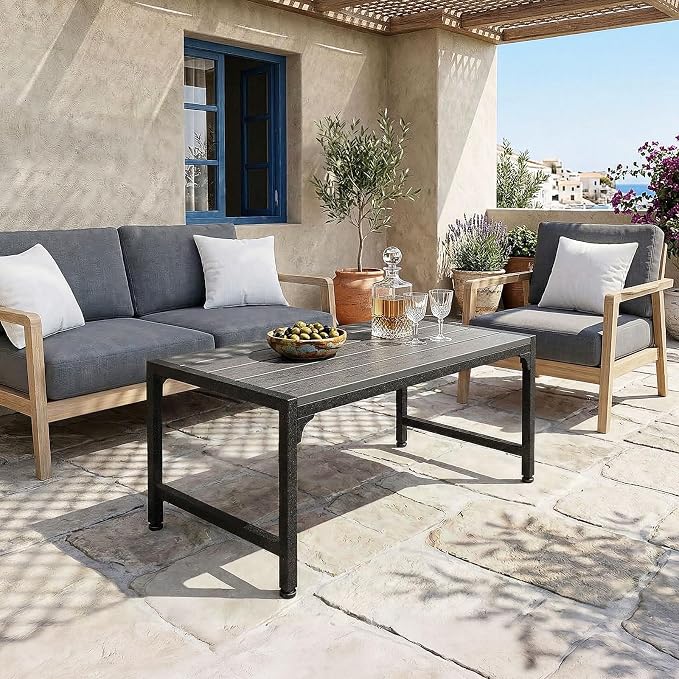 ODK Outdoor Coffee Table, Rectangle Weather-Resistant Patio Coffee Table - Image 2