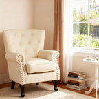 Modern Faux Leather Accent Chair, Upholstered Mid-Century Armchair - Image 5