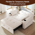 Loveseat Sofa Bed, 3-in-1 Convertible Sleeper Sofa, Chenille Fabric Pull Out - Image 3