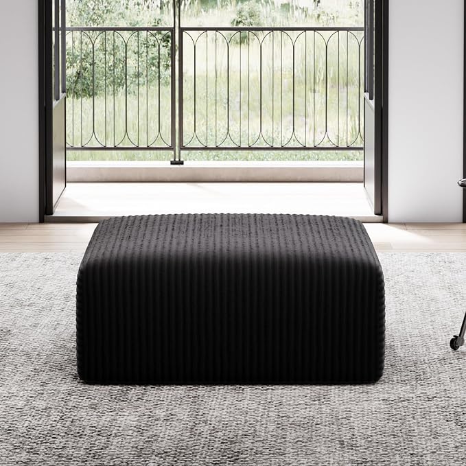 Avenco 35.4” Modular Ottoman, Corduroy Fabric, Zero Assembly Multifunctional by Avenco