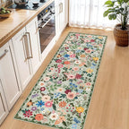 PLHXFR 2x6 Washable Runner Rug：Floral Indoor Kitchen Soft Carpet Green | - Image 6