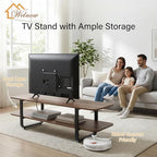 Welnow Walnut TV Stand for 65" TV, Mid Century Modern Entertainment Center - Image 5