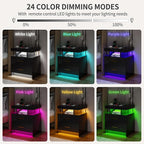 Smart Night Stand with Charging Station, Modern Black Nightstand with 24 Color - Image 3
