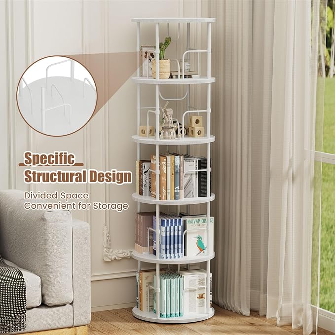 ALLSTAND 5 Tier Rotating Bookshelf, 360 ° Display Stackable Spinning Bookshelf - Image 3