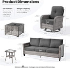 ovios 8 Pieces Patio Furniture Set, Outdoor Wicker Sofa Couch - Image 8
