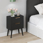 YAUKOMEL Small Black Night Stand, Mid Century Modern Bedside Table, Nightstand - Image 7
