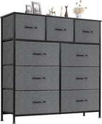 Sweetcrispy 9 Drawer Fabric Dresser Tall Chest Storage Organizer Tower by Sweetcrispy