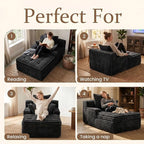 Boneless Chaise Lounge Couch Indoor, Small Corduroy Upholstered Sleeper Sofa - Image 6