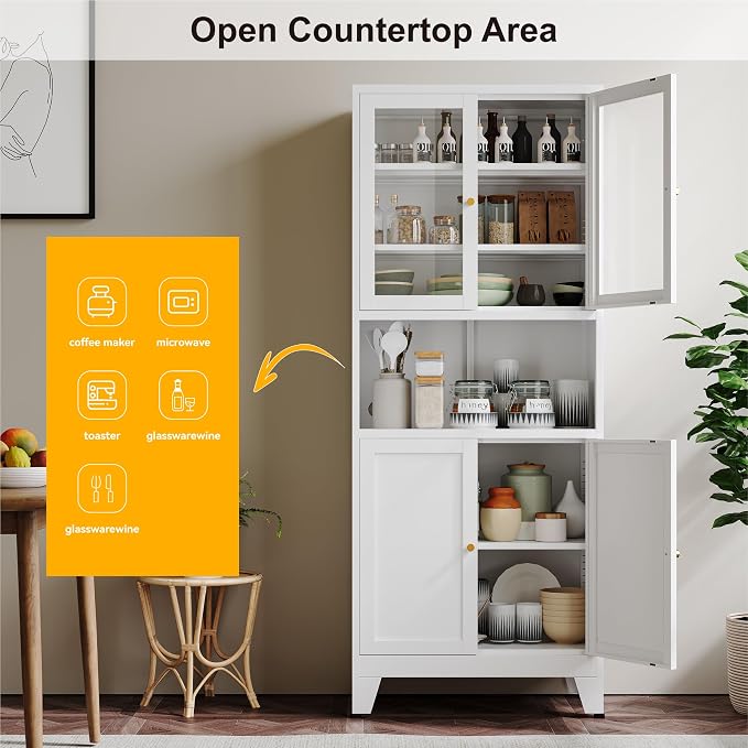 YAUWOH 69" Tall Metal Pantry Cabinet - Image 4