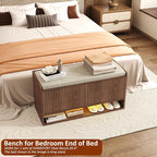 HOMEFORT 39.4" Fluted Shoe Storage Bench, Entryway Bench - Image 4