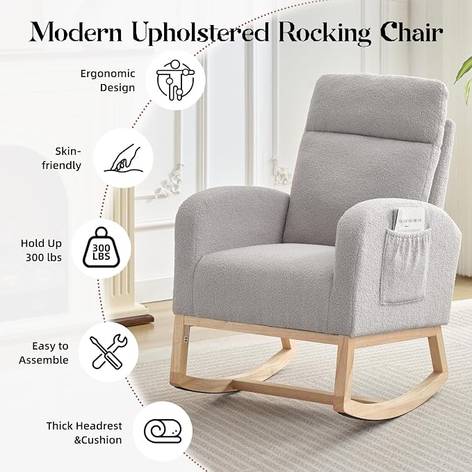GAOMON Rocking Chair Glider for Nursery, Comfy Rocker Nursery - Image 4
