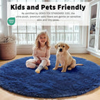 Navy Blue Round Area Rugs 5ft, Soft Bedroom Circle Rug Floor Mat - Image 5
