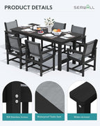SERWALL Patio Dining Sets for 6, Outdoor HDPE Dining Set - Image 5