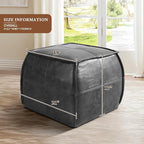 Leather Ottoman, Handmade Stuffed Square Ottoman, Genuine Leather Pouf - Image 2