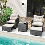 Tangkula 5 Pieces Patio Conversation Set, PE Wicker Rattan Outdoor Furniture Set - Image 2