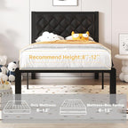Fluest Twin Bed Frame with Headboard PU Leather Upholstered Bed Frame Platform - Image 7