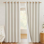 NICETOWN Natural 100% Blackout Linen Curtains 84 inch Long Burg - Image 2