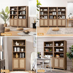 SICOTAS Bookcase 71" Tall Bookshelf 5 Tier Rattan Boho Bookcase - Image 7