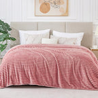 BEDELITE 3D Ribbed Jacquard Pink King Size Blankets - Image 6