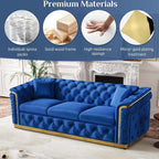 Luxury Chesterfield Sofa Set of 2, Velvet Tufted Couch Victorian Black and Gold - Image 8