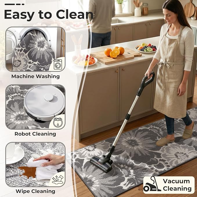 Findosom Hallway Runner Rug 2x6, Non Slip High-Low Textured Floral Washable - Image 5