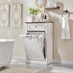 IFGET Tilt Out Trash Can Cabinet, 10 Gallon Farmhouse Laundry Hamper Cabinet - Image 6