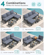 SERWALL Outdoor Sectional Sofa Set, 5-piece Outdoor Modula Couch Set - Image 5