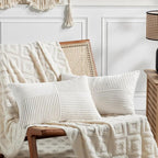 Fancy Homi 2 Packs Cream White Lumbar Decorative Throw Pillow Covers 14x24 Inch by Fancy+Homi