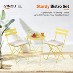 VINGLI Outdoor Folding Bistro Table and Chairs Set of 2, 3-Piece Bistro Set - Image 3