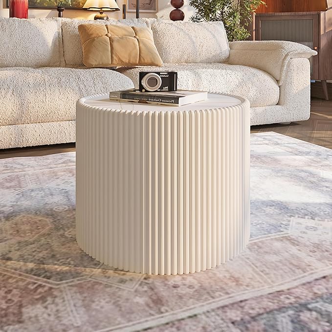 2-Piece Round Nesting Coffee Table Set, 29.52" Marble Coffee Table and End - Image 7
