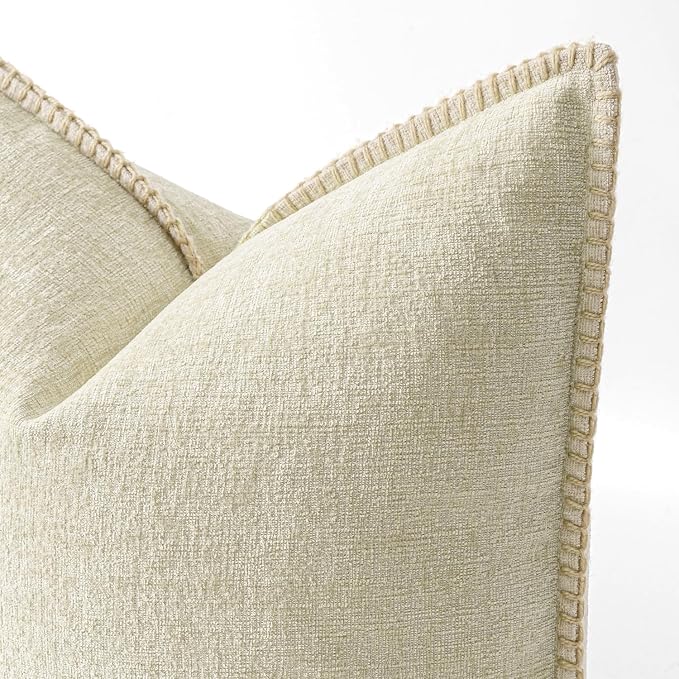 MIULEE Decorative Couch Throw Pillow Covers 16x16 Inch Cream White 2 Pack | - Image 2