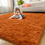 Amdrebio Burnt Orange Shag Area Rug 9x12 - Image 8