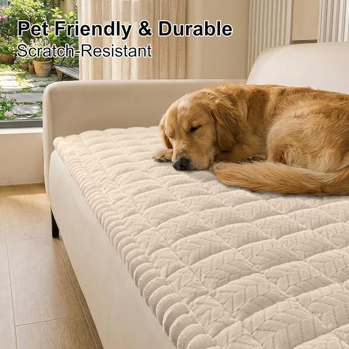 Smiry Couch Cover for Dogs, Non Slip Fuzzy Pet Sofa Arm Covers Washable | Sofa - Image 2