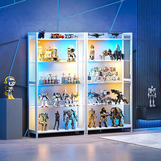 AODK Display Case with LED Lights, Display Cabinet with Glass Storage Shelves - Image 5