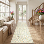 PLHXFR 2.6x10 Washable Runner Rug：Floral Indoor Kitchen Carpet Beige Multi | - Image 3