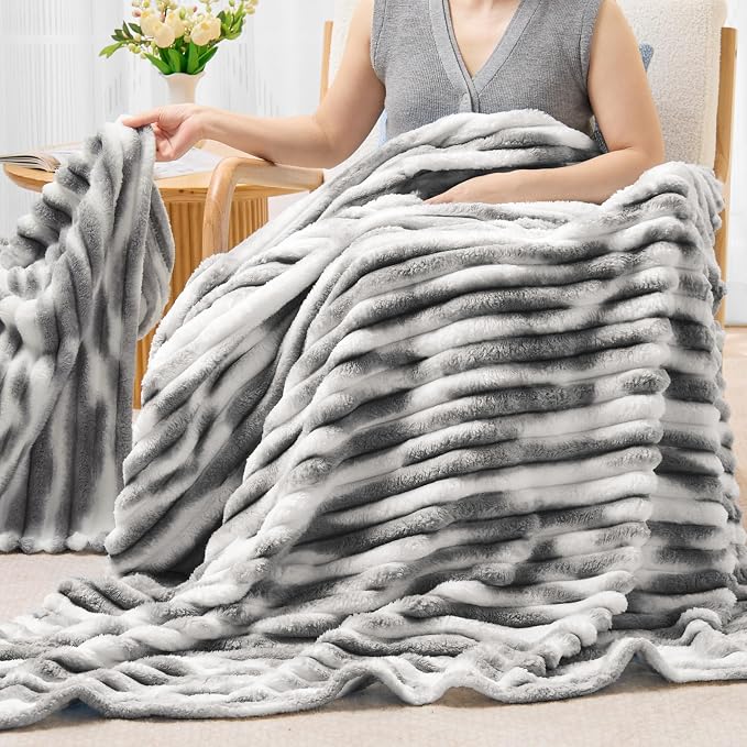BEDELITE Striped Fleece Throw Blanket, Soft Cozy, Lightweight Warm, - Image 8