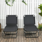 Outsunny 2 Piece Folding Chaise Lounge Pool Chairs, Outdoor Sun Tanning Chairs - Image 9