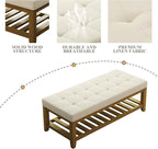Befurtori Large Rectangular Upholstered Ottoman Bench, Linen Tufted Footrest - Image 6