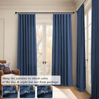 Navy Curtains 96 Inches Long for Kids Room 2 Panel Back Tab Pocket Drape Soft - Image 6